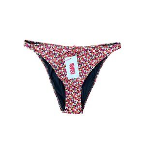 Solid & Striped The Tati Bikini Bottom Ditsy Floral Pink Orange Size L NWT